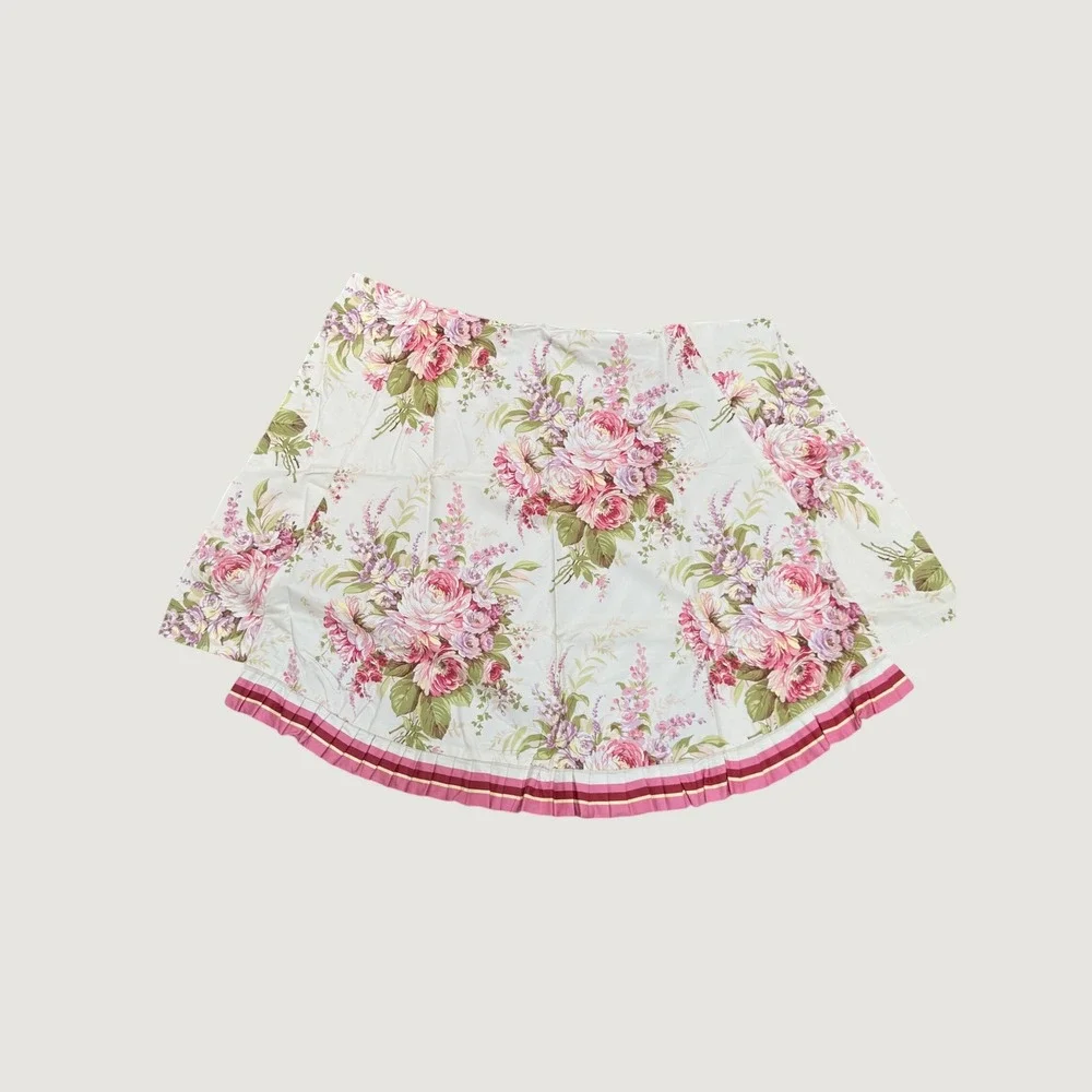 J. Queen New York Rosemoor Waterfall Swag Valance Set of 2 Floral Pink 49x33